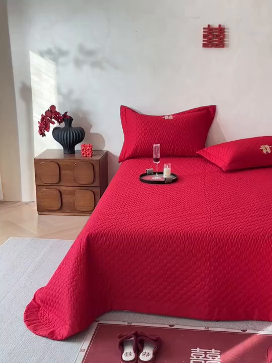 91家纺网 家纺一手货源 找家纺 东方合美（原：皇家传奇） 2026新款婚庆单品床单单品床盖系列 床盖-囍