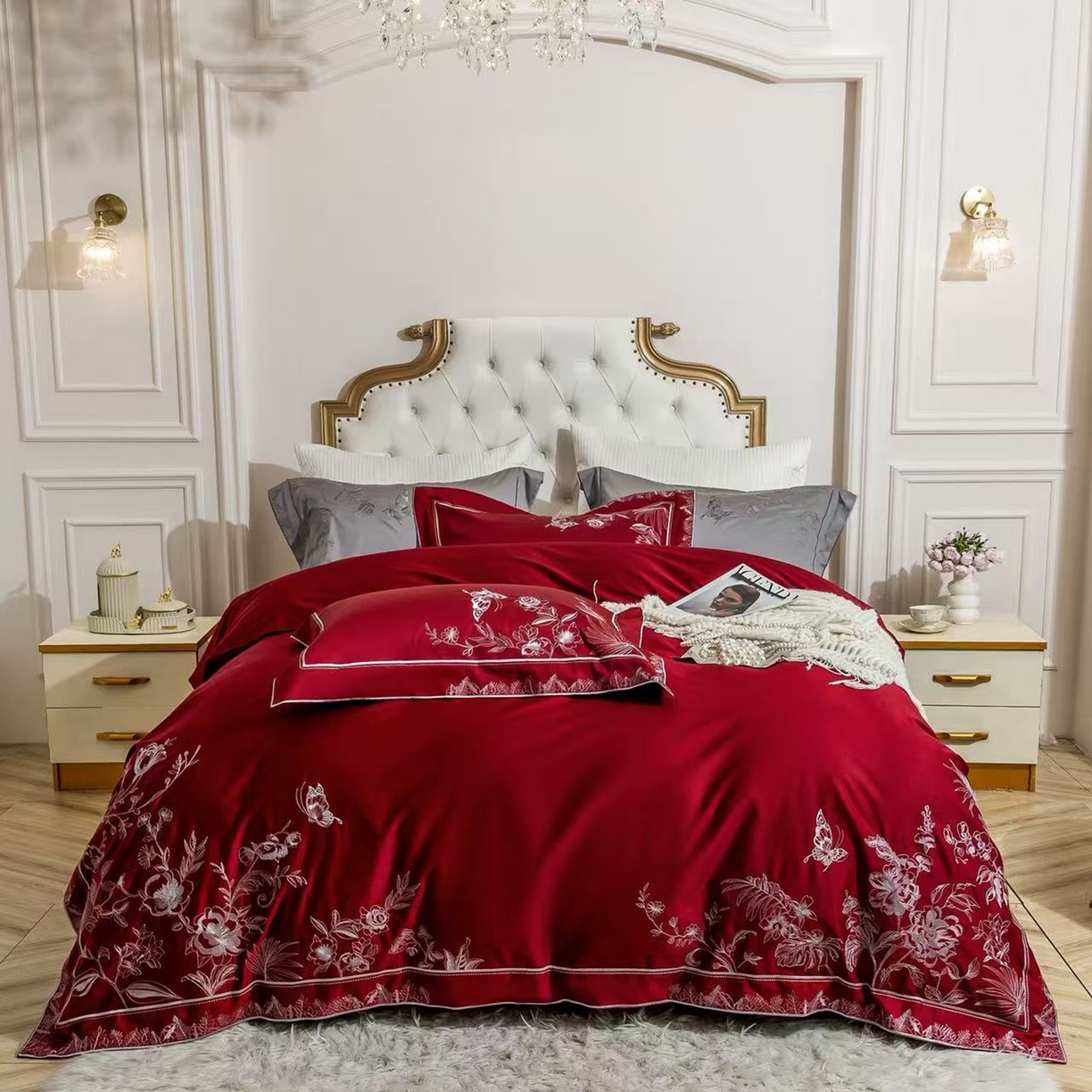 （总）edra 2026新款纯棉长绒棉轻奢刺绣床盖款四件套-蝴蝶