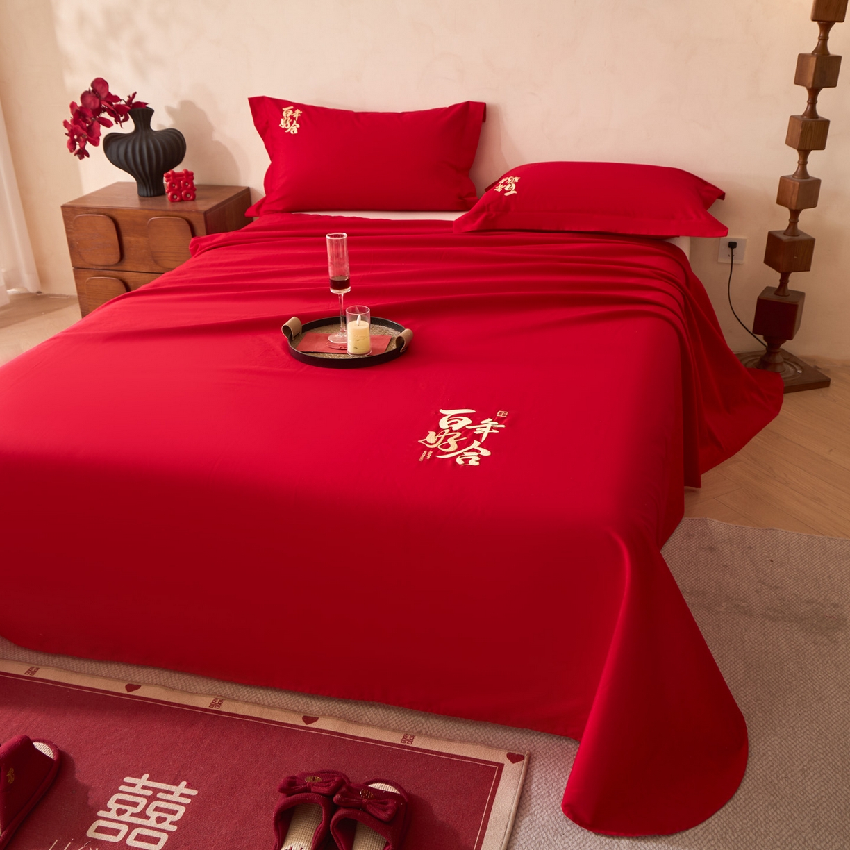 91家纺网 家纺一手货源 找家纺 东方合美（原：皇家传奇） 2026新款婚庆单品床单单品床盖系列 床单-百年好合