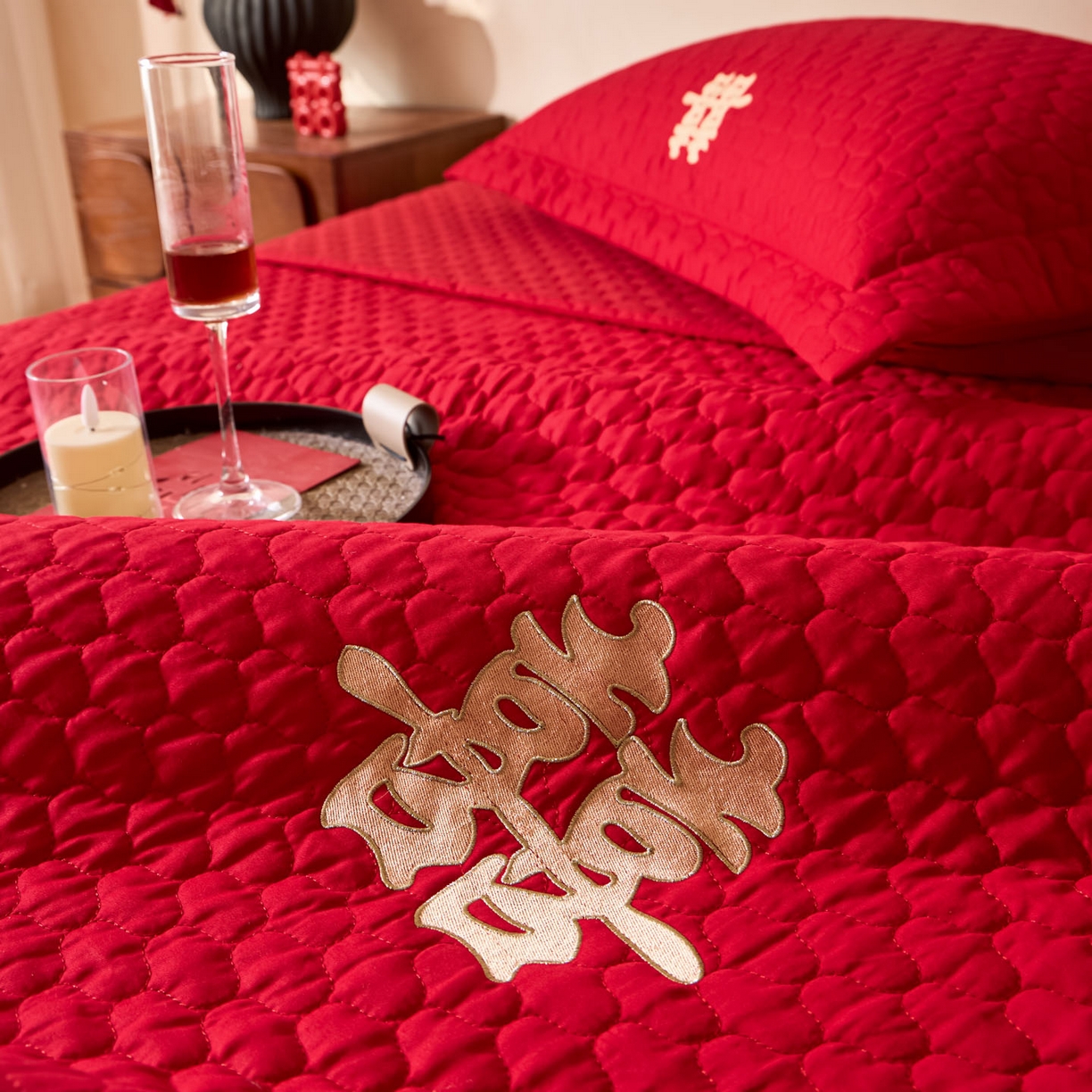 91家纺网 家纺一手货源 找家纺 东方合美（原：皇家传奇） 2026新款婚庆单品床单单品床盖系列 床盖-囍