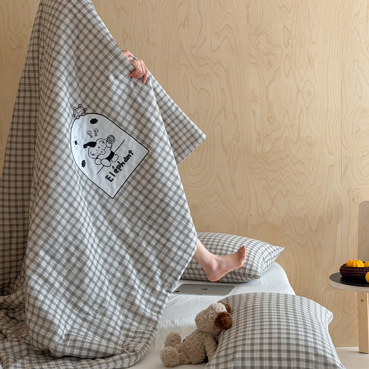 91家纺网 家纺一手货源 找家纺 一加一 2026新款全棉双层纱贴布绣大豆夏被-格格乐园 晚安小象