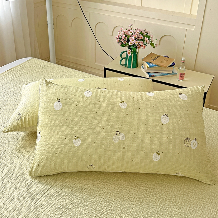 91家纺网 家纺一手货源 找家纺 梦纤绒 2026春夏新款简单款泡芙纱印花四件套 抹茶梅梅