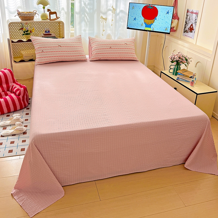 91家纺网 家纺一手货源 找家纺 梦纤绒 2026春夏新款简单款泡芙纱印花四件套 泡芙小狗