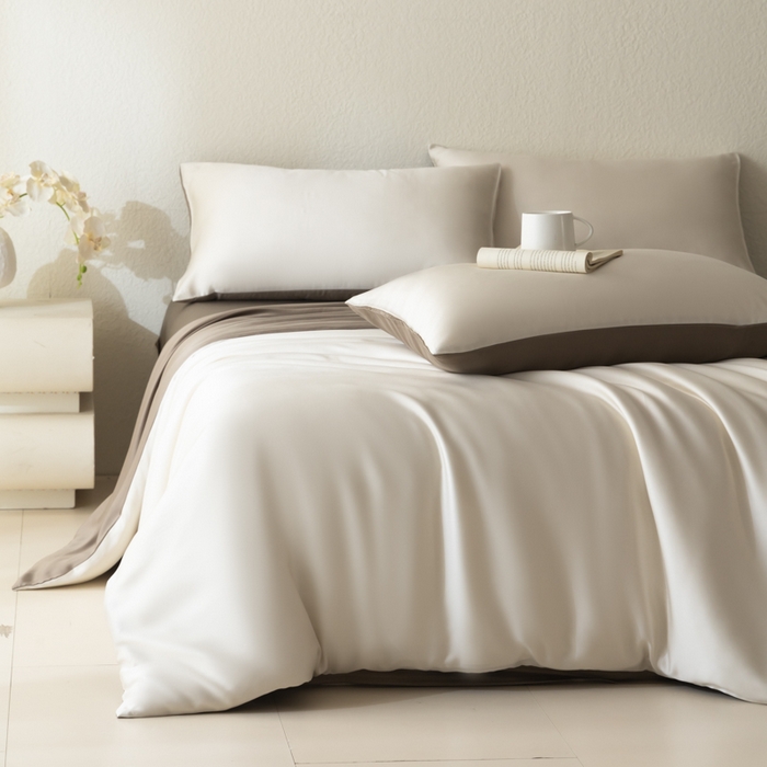 91家纺网 家纺一手货源 找家纺 （总）禾时 2026新款60支奥地利兰精双拼纯色天丝四件套