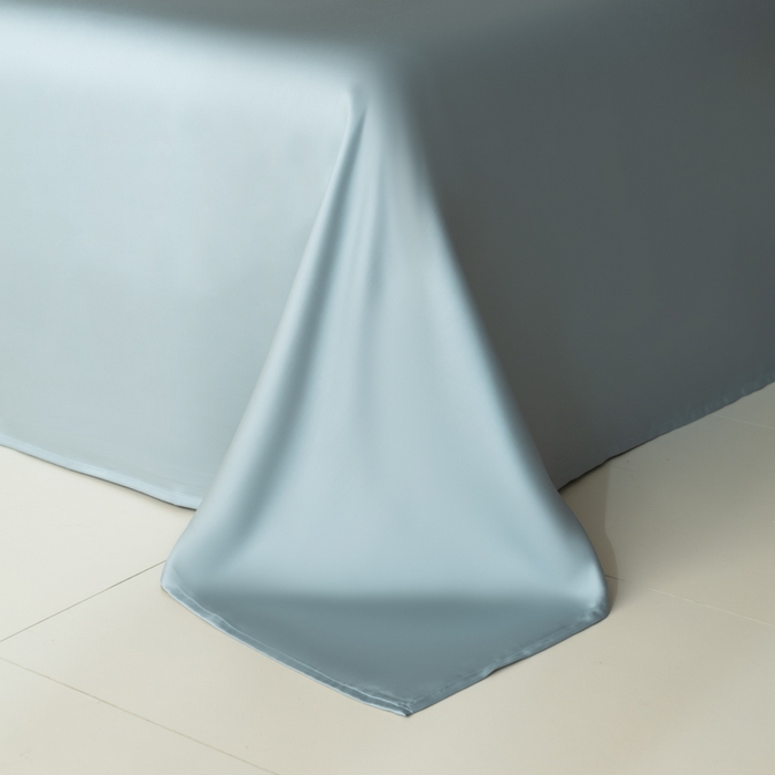 91家纺网 家纺一手货源 找家纺 禾时 2026新款60支奥地利兰精双拼纯色天丝四件套 灰蓝色-冰川灰