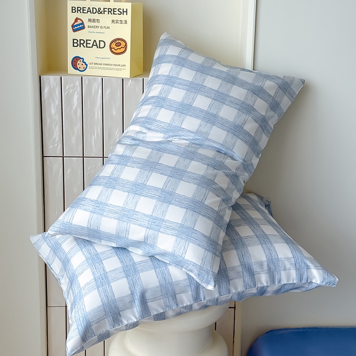 91家纺网 家纺一手货源 找家纺 Mr.pig猪先生水洗棉 2026新款莱赛尔纤维印花四件套 线条蓝格子