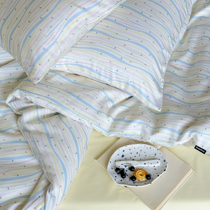 91家纺网 家纺一手货源 找家纺 Mr.pig猪先生水洗棉 2026新款莱赛尔纤维印花四件套 彩虹星星