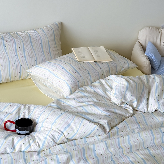 91家纺网 家纺一手货源 找家纺 Mr.pig猪先生水洗棉 2026新款莱赛尔纤维印花四件套 彩虹星星