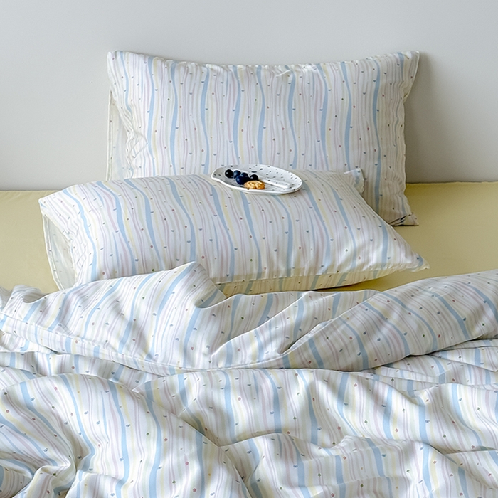 91家纺网 家纺一手货源 找家纺 Mr.pig猪先生水洗棉 2026新款莱赛尔纤维印花四件套 彩虹星星