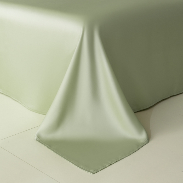 91家纺网 家纺一手货源 找家纺 禾时 2026新款60支奥地利兰精双拼纯色天丝四件套 嫩叶绿