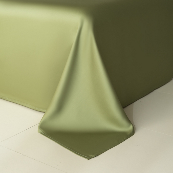 91家纺网 家纺一手货源 找家纺 禾时 2026新款60支奥地利兰精双拼纯色天丝四件套 欧芹绿