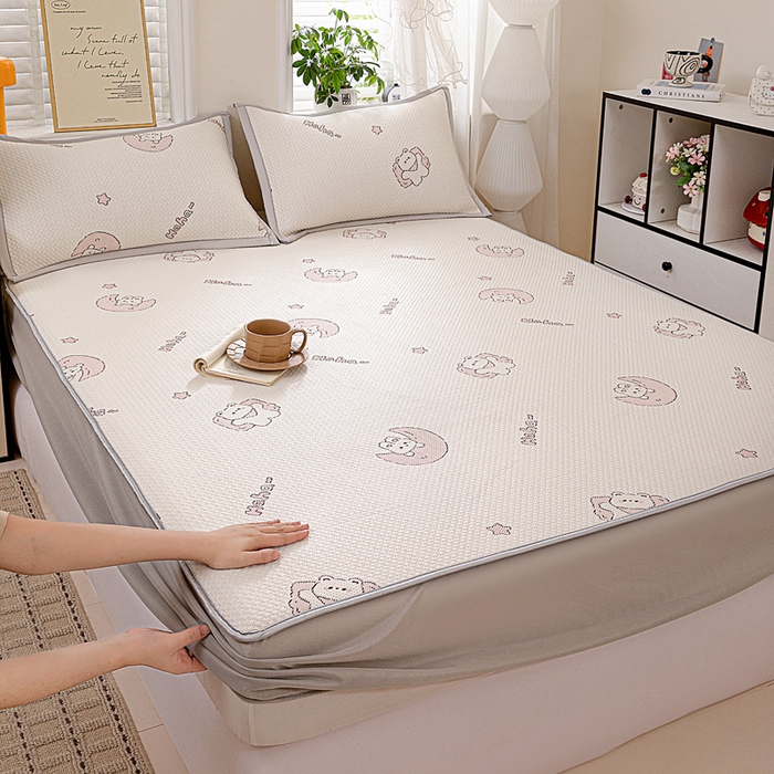 91家纺网 家纺一手货源 找家纺 （总）富馨莱 2026新款PE乙纶高克重冰豆豆席凉感凉席单件席子床笠款支持一件定做尺寸学生宿舍