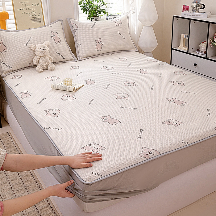 91家纺网 家纺一手货源 找家纺 （总）富馨莱 2026新款PE乙纶高克重冰豆豆席凉感凉席单件席子床笠款支持一件定做尺寸学生宿舍