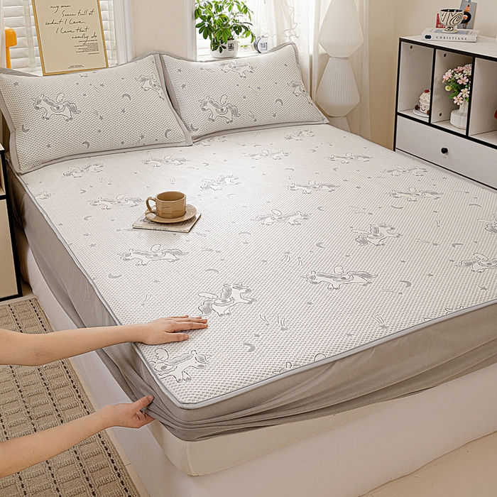 91家纺网 家纺一手货源 找家纺 （总）富馨莱 2026新款PE乙纶高克重冰豆豆席凉感凉席单件席子床笠款支持一件定做尺寸学生宿舍