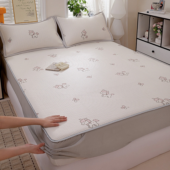 91家纺网 家纺一手货源 找家纺 （总）富馨莱 2026新款PE乙纶高克重冰豆豆席凉感凉席单件席子床笠款支持一件定做尺寸学生宿舍