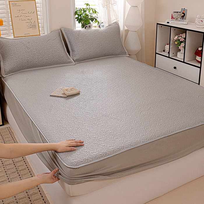 91家纺网 家纺一手货源 找家纺 （总）富馨莱 2026新款PE乙纶高克重冰豆豆席凉感凉席单件席子床笠款支持一件定做尺寸学生宿舍