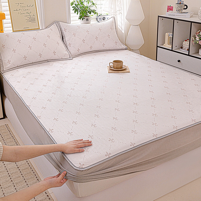 91家纺网 家纺一手货源 找家纺 （总）富馨莱 2026新款PE乙纶高克重冰豆豆席凉感凉席单件席子床笠款支持一件定做尺寸学生宿舍