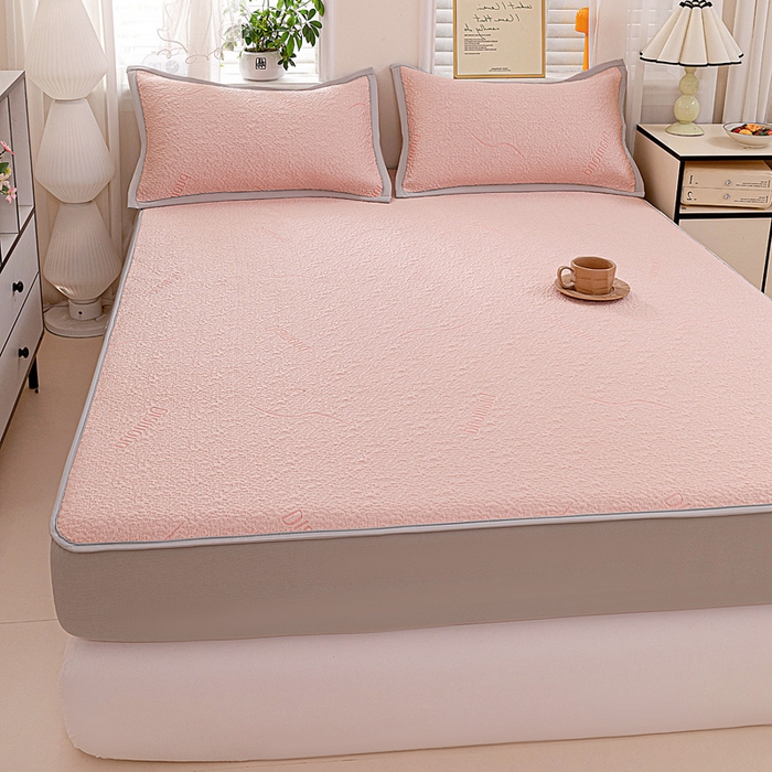 91家纺网 家纺一手货源 找家纺 富馨莱 2026新款PE乙纶高克重冰豆豆席凉感凉席单件席子床笠款支持一件定做尺寸学生宿舍 寻意-粉