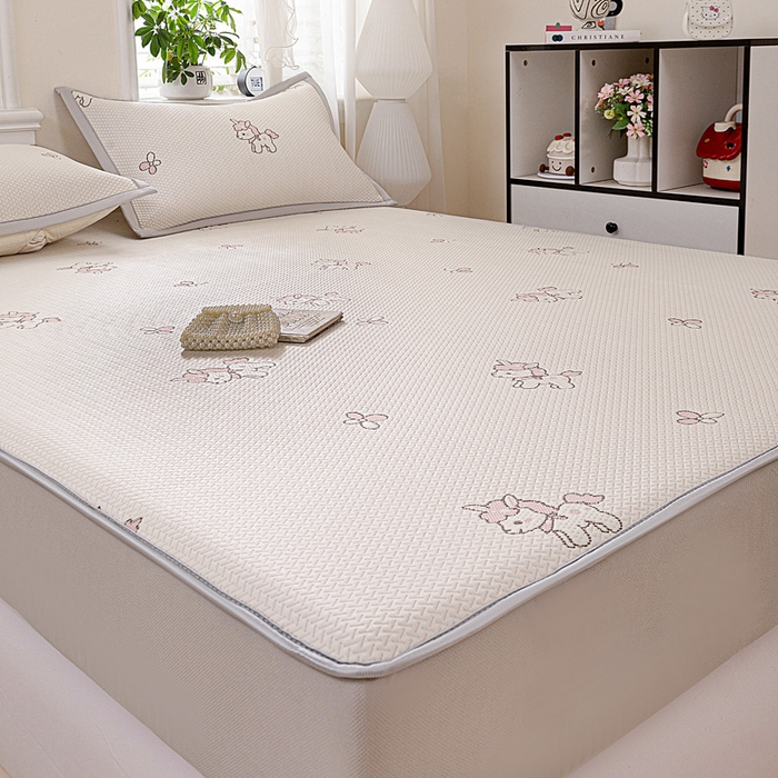 91家纺网 家纺一手货源 找家纺 富馨莱 2026新款PE乙纶高克重冰豆豆席凉感凉席单件席子床笠款支持一件定做尺寸学生宿舍 吉祥小马