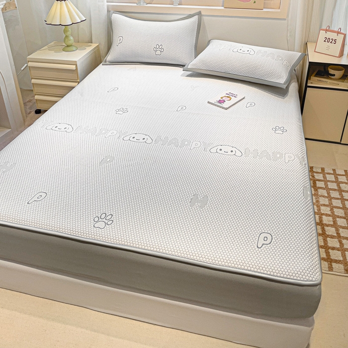 91家纺网 家纺一手货源 找家纺 富馨莱 2026新款PE乙纶高克重冰豆豆席凉感凉席单件席子床笠款支持一件定做尺寸学生宿舍 呆呆狗