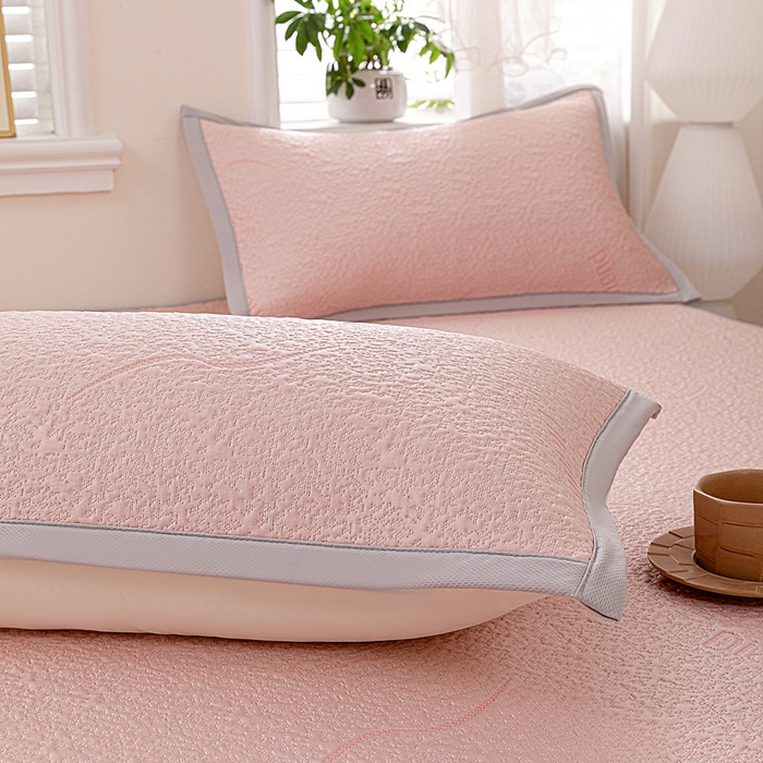 91家纺网 家纺一手货源 找家纺 富馨莱 2026新款PE乙纶高克重冰豆豆席凉感凉席单件席子床笠款支持一件定做尺寸学生宿舍 寻意-粉