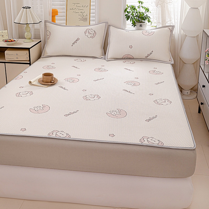 91家纺网 家纺一手货源 找家纺 富馨莱 2026新款PE乙纶高克重冰豆豆席凉感凉席单件席子床笠款支持一件定做尺寸学生宿舍 兔宝贝