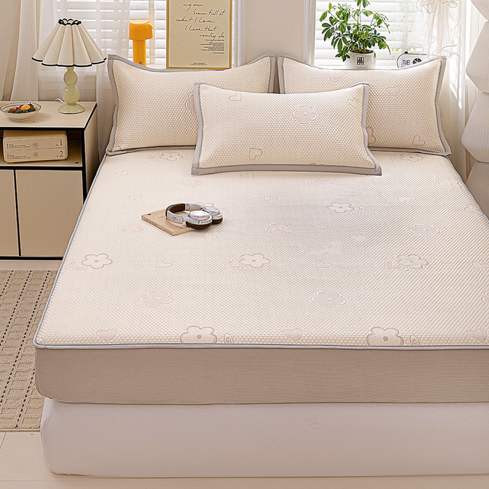 91家纺网 家纺一手货源 找家纺 富馨莱 2026新款PE乙纶高克重冰豆豆席凉感凉席单件席子床笠款支持一件定做尺寸学生宿舍 花儿朵朵