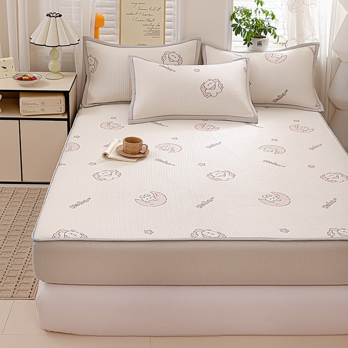 91家纺网 家纺一手货源 找家纺 富馨莱 2026新款PE乙纶高克重冰豆豆席凉感凉席单件席子床笠款支持一件定做尺寸学生宿舍 兔宝贝