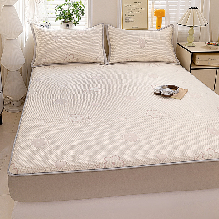 91家纺网 家纺一手货源 找家纺 富馨莱 2026新款PE乙纶高克重冰豆豆席凉感凉席单件席子床笠款支持一件定做尺寸学生宿舍 花儿朵朵