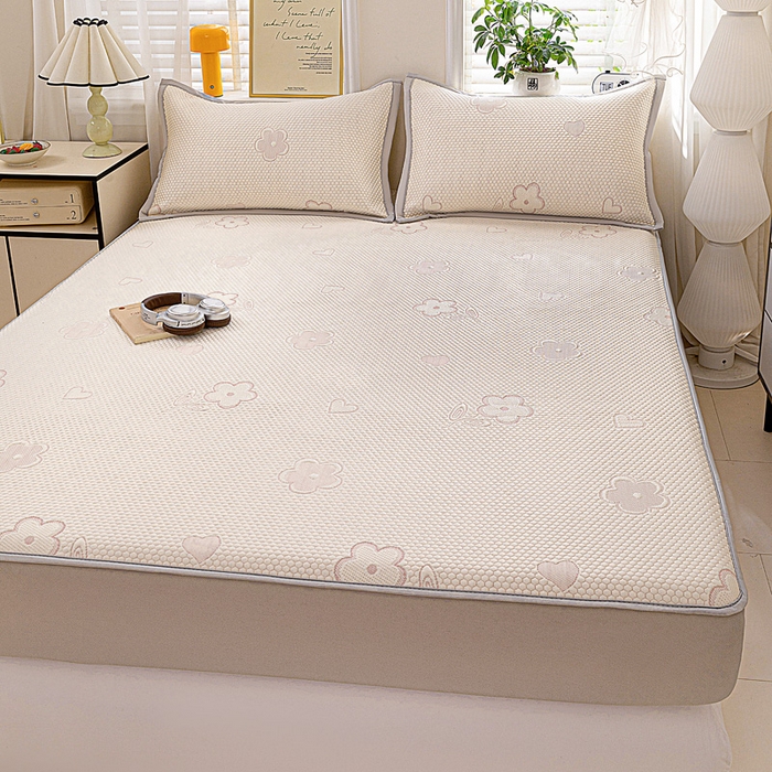 91家纺网 家纺一手货源 找家纺 富馨莱 2026新款PE乙纶高克重冰豆豆席凉感凉席单件席子床笠款支持一件定做尺寸学生宿舍 花儿朵朵