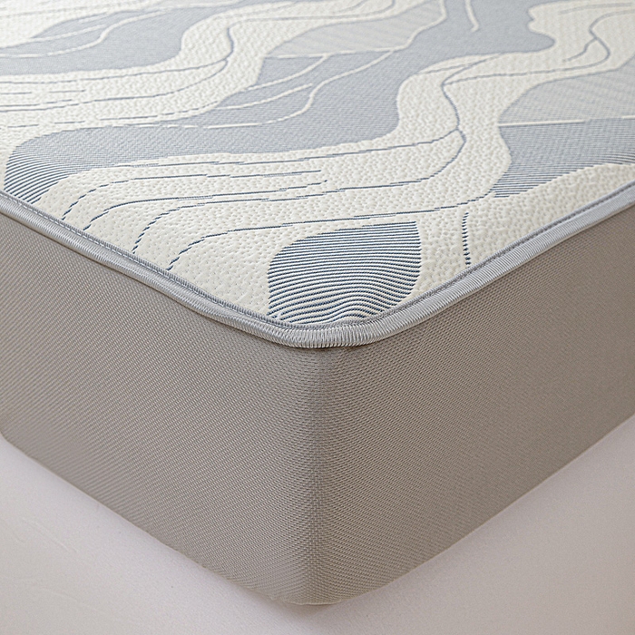 91家纺网 家纺一手货源 找家纺 富馨莱 2026新款PE乙纶高克重冰豆豆席凉感凉席单件席子床笠款支持一件定做尺寸学生宿舍 波纹-蓝灰