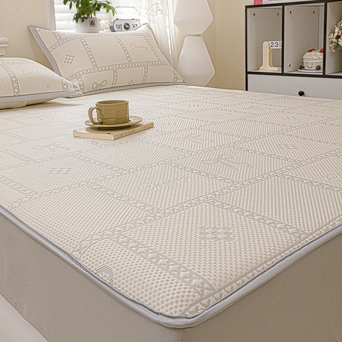 91家纺网 家纺一手货源 找家纺 富馨莱 2026新款PE乙纶高克重冰豆豆席凉感凉席单件席子床笠款支持一件定做尺寸学生宿舍 花蝶-灰