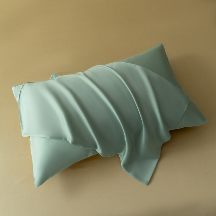 91家纺网 家纺一手货源 找家纺 禾时 2026新款60支奥地利兰精双拼纯色天丝四件套 浅艾绿-香槟金