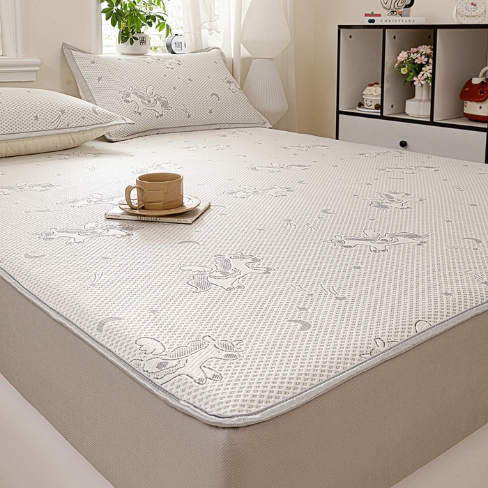 91家纺网 家纺一手货源 找家纺 富馨莱 2026新款PE乙纶高克重冰豆豆席凉感凉席单件席子床笠款支持一件定做尺寸学生宿舍 小飞马