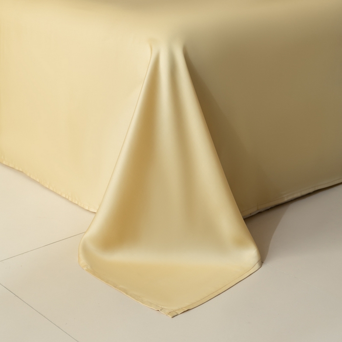 91家纺网 家纺一手货源 找家纺 禾时 2026新款60支奥地利兰精双拼纯色天丝四件套 浅艾绿-香槟金