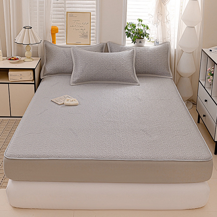 91家纺网 家纺一手货源 找家纺 富馨莱 2026新款PE乙纶高克重冰豆豆席凉感凉席单件席子床笠款支持一件定做尺寸学生宿舍 寻意-灰