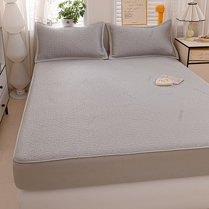 91家纺网 家纺一手货源 找家纺 富馨莱 2026新款PE乙纶高克重冰豆豆席凉感凉席单件席子床笠款支持一件定做尺寸学生宿舍 寻意-灰