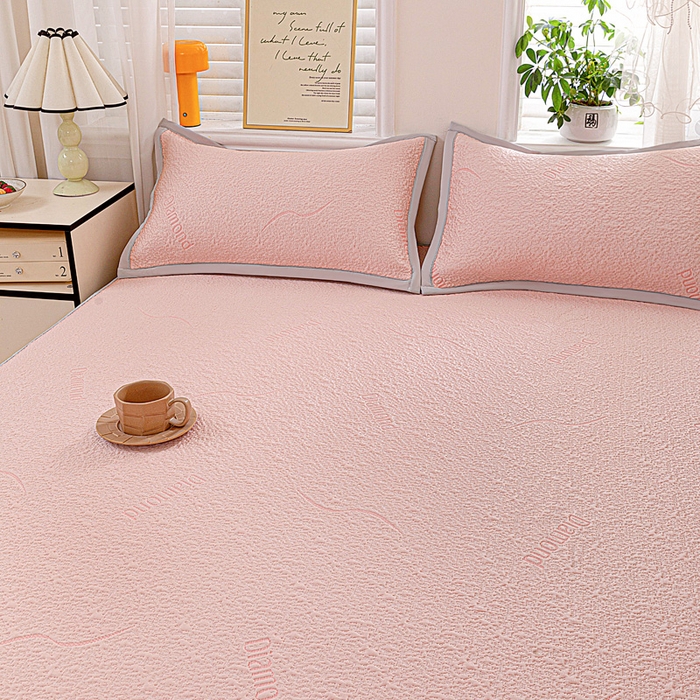 91家纺网 家纺一手货源 找家纺 富馨莱 2026新款PE乙纶高克重冰豆豆席凉感凉席单件席子床笠款支持一件定做尺寸学生宿舍 寻意-粉