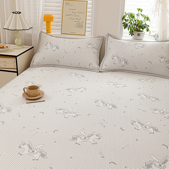 91家纺网 家纺一手货源 找家纺 富馨莱 2026新款PE乙纶高克重冰豆豆席凉感凉席单件席子床笠款支持一件定做尺寸学生宿舍 小飞马