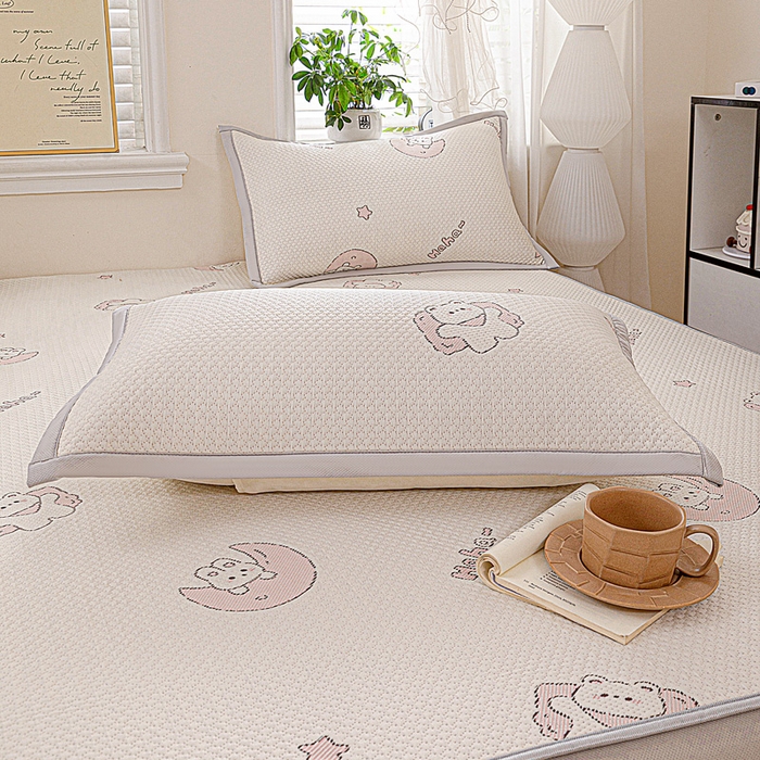 91家纺网 家纺一手货源 找家纺 富馨莱 2026新款PE乙纶高克重冰豆豆席凉感凉席单件席子床笠款支持一件定做尺寸学生宿舍 兔宝贝