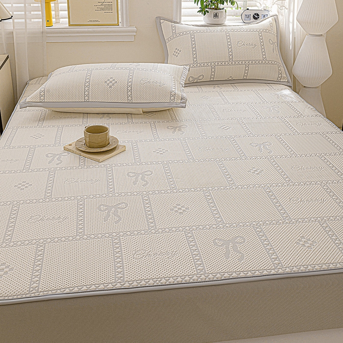 91家纺网 家纺一手货源 找家纺 富馨莱 2026新款PE乙纶高克重冰豆豆席凉感凉席单件席子床笠款支持一件定做尺寸学生宿舍 花蝶-灰