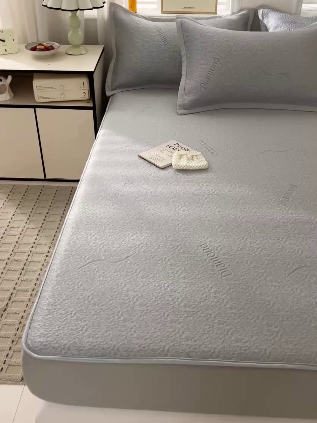 91家纺网 家纺一手货源 找家纺 （总）富馨莱 2026新款PE乙纶高克重冰豆豆席凉感凉席单件席子床笠款支持一件定做尺寸学生宿舍