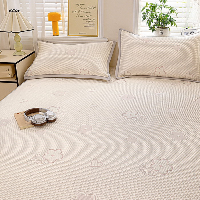 91家纺网 家纺一手货源 找家纺 富馨莱 2026新款PE乙纶高克重冰豆豆席凉感凉席单件席子床笠款支持一件定做尺寸学生宿舍 花儿朵朵