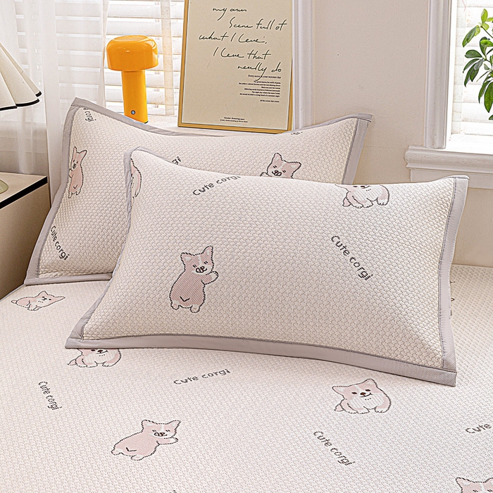 91家纺网 家纺一手货源 找家纺 富馨莱 2026新款PE乙纶高克重冰豆豆席凉感凉席单件席子床笠款支持一件定做尺寸学生宿舍 小狗-柯基