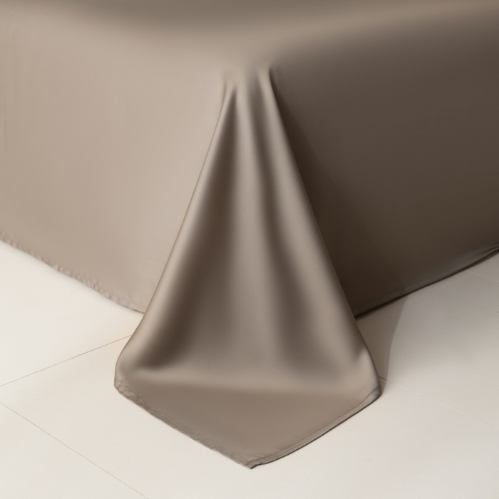 91家纺网 家纺一手货源 找家纺 禾时 2026新款60支奥地利兰精双拼纯色天丝四件套 乳蛋白-冷岩灰