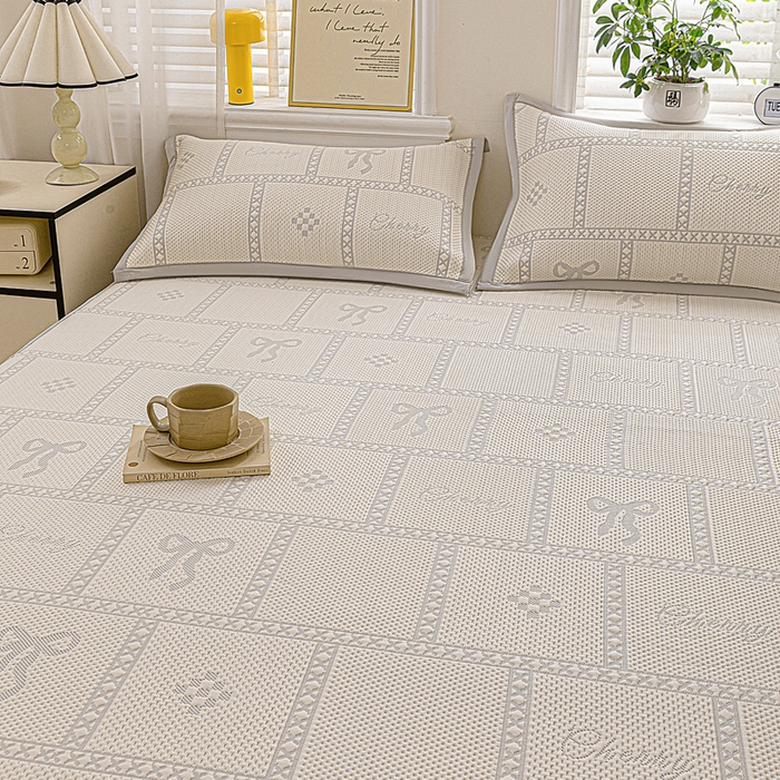 91家纺网 家纺一手货源 找家纺 富馨莱 2026新款PE乙纶高克重冰豆豆席凉感凉席单件席子床笠款支持一件定做尺寸学生宿舍 花蝶-灰