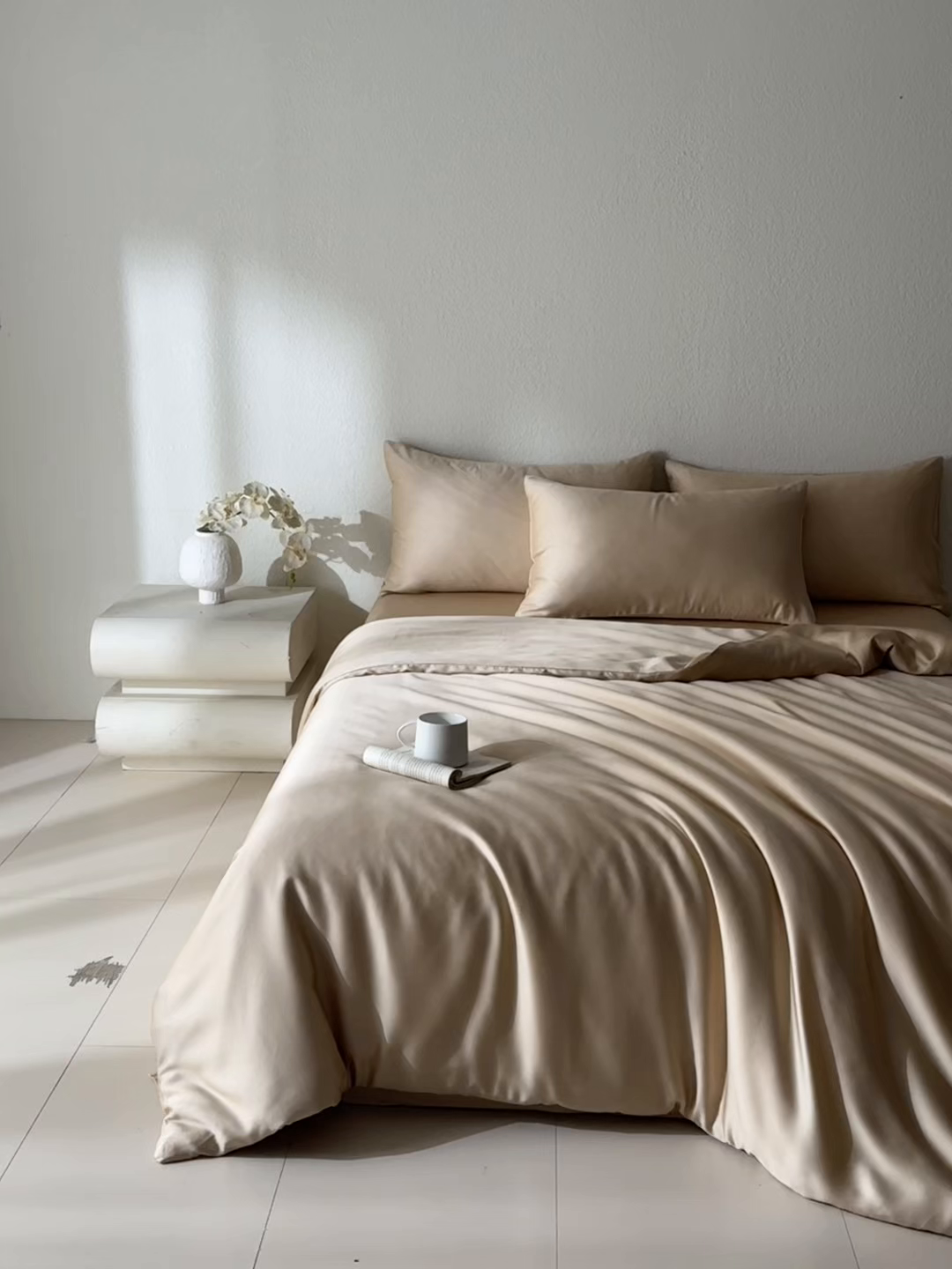 91家纺网 家纺一手货源 找家纺 禾时 2026新款60支奥地利兰精双拼纯色天丝四件套 沙茶色