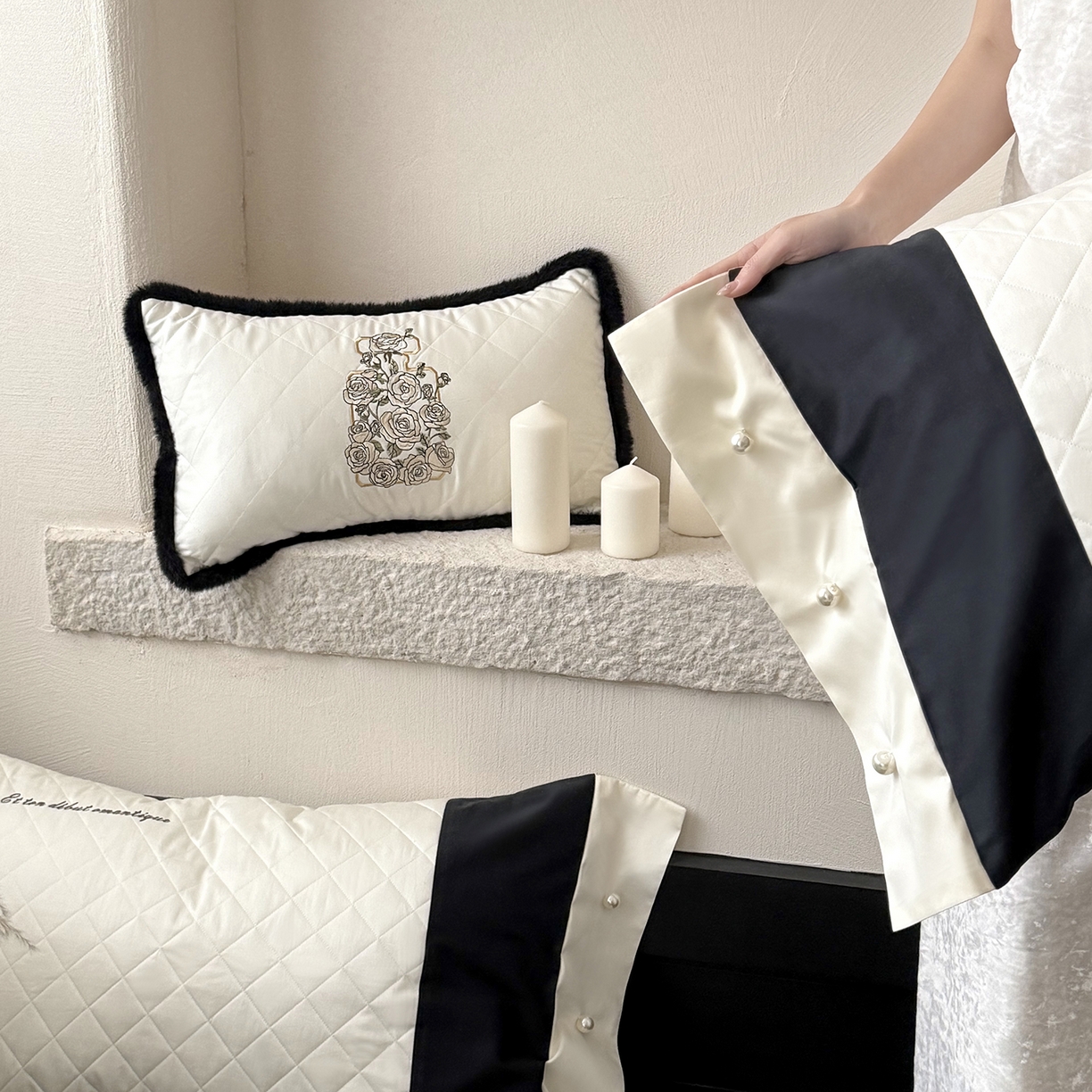 91家纺网 家纺一手货源 找家纺 （总）嗨购家纺 2026新款50S长绒棉刺绣四件套-山茶花涧（控价 标准338/358）