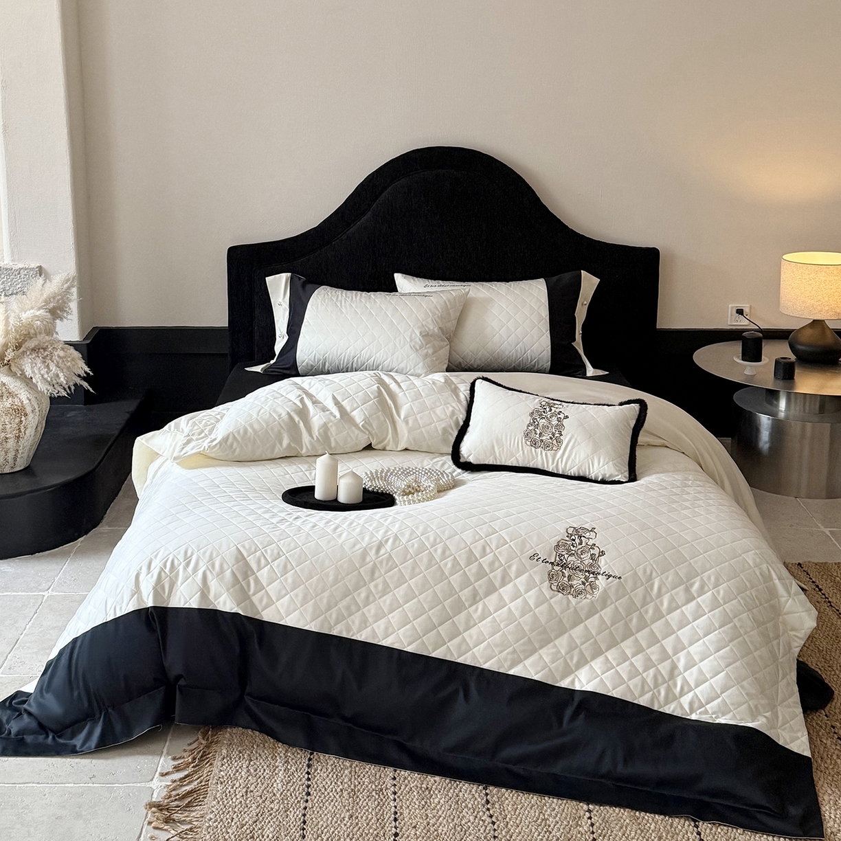 91家纺网 家纺一手货源 找家纺 （总）嗨购家纺 2026新款50S长绒棉刺绣四件套-山茶花涧（控价 标准338/358）