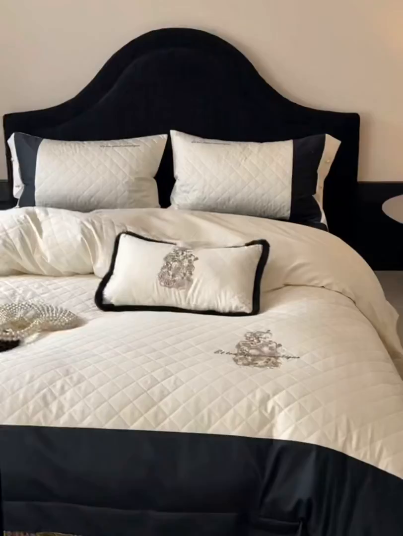 91家纺网 家纺一手货源 找家纺 （总）嗨购家纺 2026新款50S长绒棉刺绣四件套-山茶花涧（控价 标准338/358）